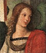 RAFFAELLO Sanzio Angel fragment of the Baronci Altarpiece oil on canvas